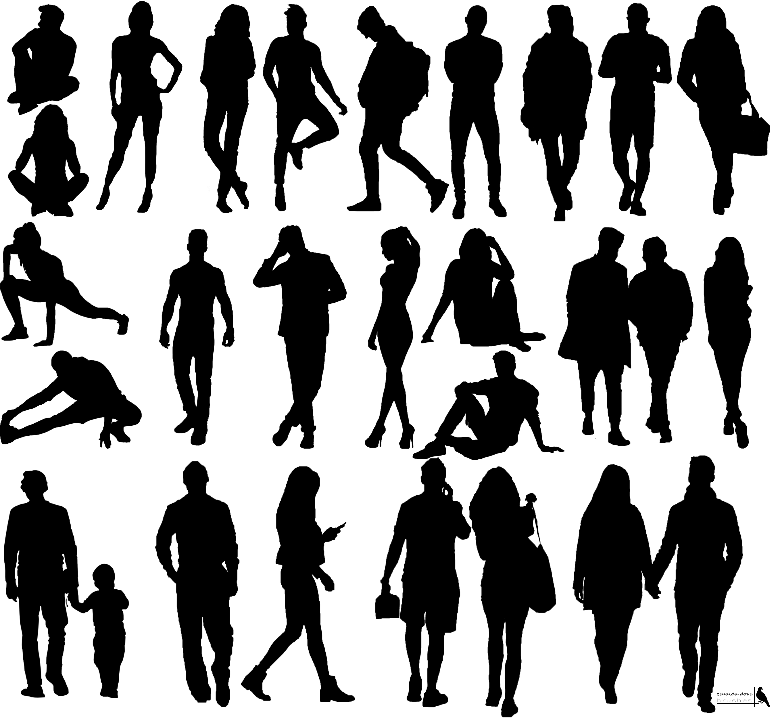 People Silhouettes Photoshop Brushes Add Ons Graphicriver